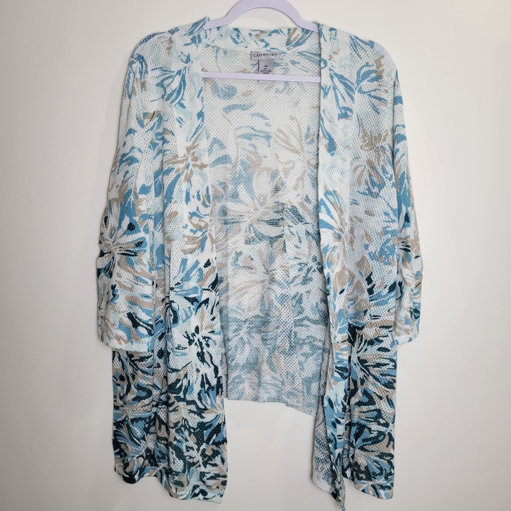 Catherines Artsy Drape Summer 3/4 Sleeve Open Cardigan Size 2X